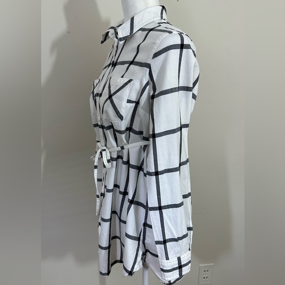 Isabel sz XS maternity top in white and black plaid incudes tie belt - Picture 8 of 13